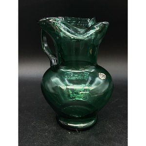 MCM Empoli Guildcraft Italy Green Pitcher Pinch Spout 6.5”